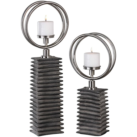 Eugenio Black Ceramic Candleholders